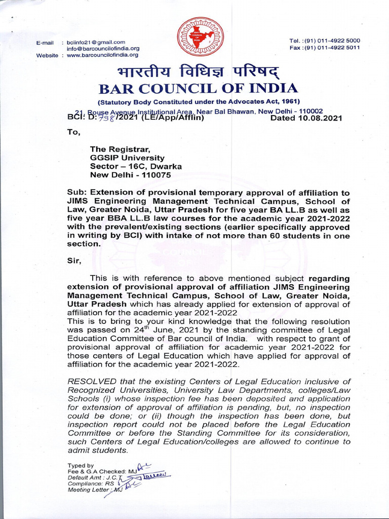 Bci Approval 2021 | PDF