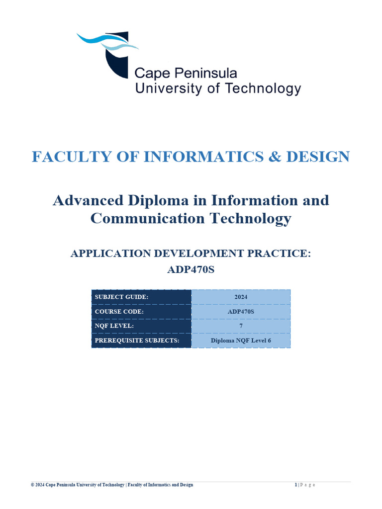 CPUT ADP470S Application Guide 2024 | PDF | Applied Mathematics ...