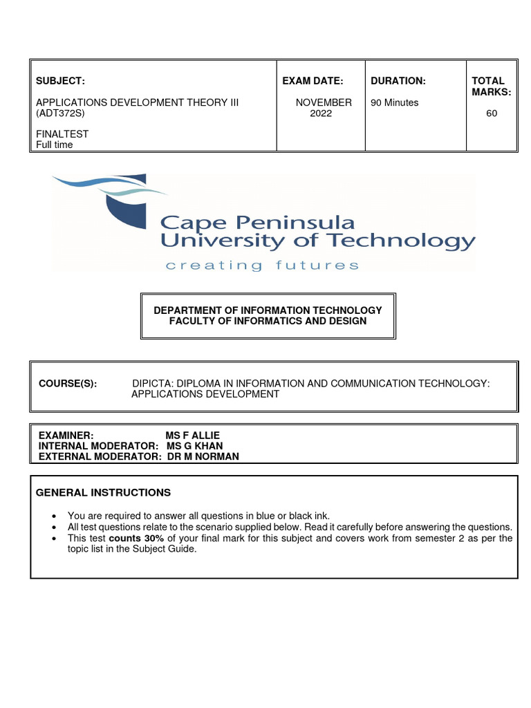 ADT372S Final Exam: SAPO Software Systems | PDF | Computing