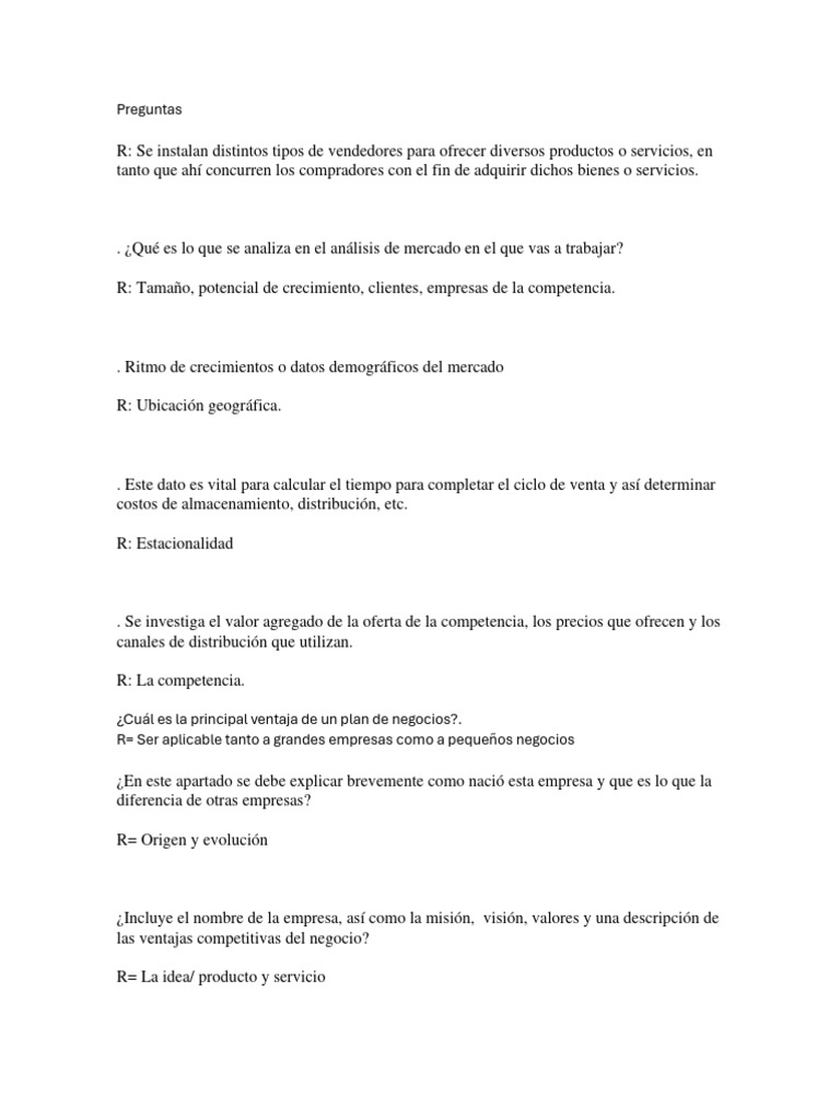 Preguntas eq2 pdf plan de negocios business