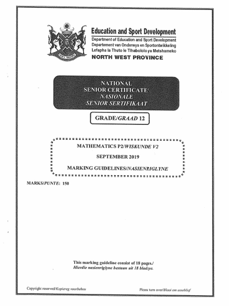 GR 12 North West Sep 2019 P2 Memo | PDF