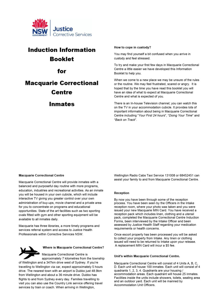 Induction Guide for Macquarie Inmates | PDF | Prison | Deposit Account