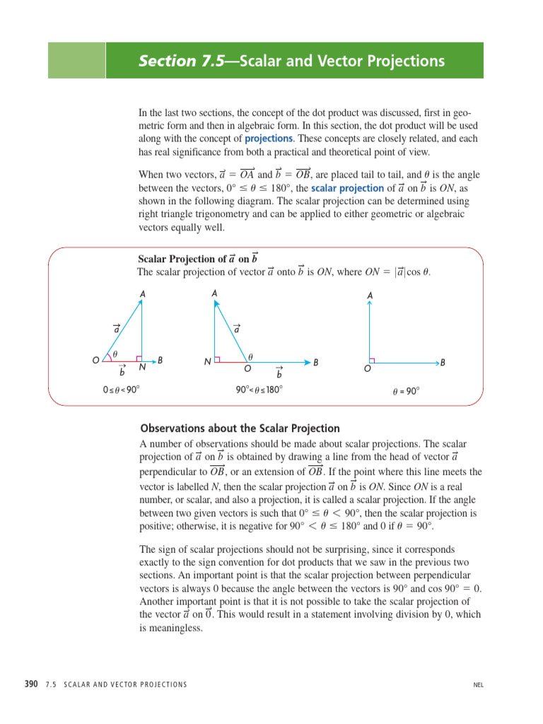Projection of Scalar and Vector | PDF | Euclidean Vector | Mathematical ...