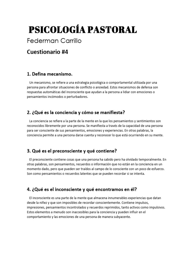 Inconsciente y Preconsciente en Psicología | PDF | Mente inconsciente ...