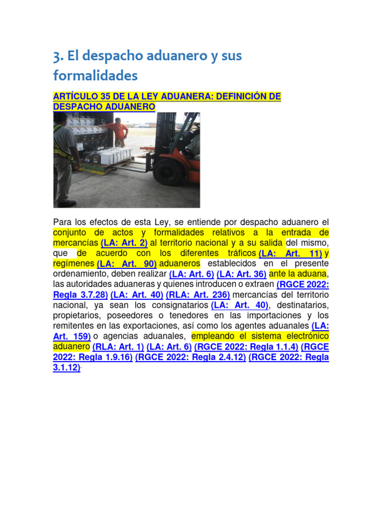 Unidad 3 El Despacho Aduanero Y Sus Formalidades 10 Mayo 2024 Pdf