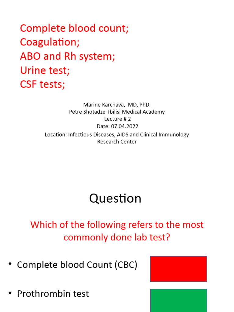 Complete Blood Count Lecture | PDF | Anemia | Red Blood Cell