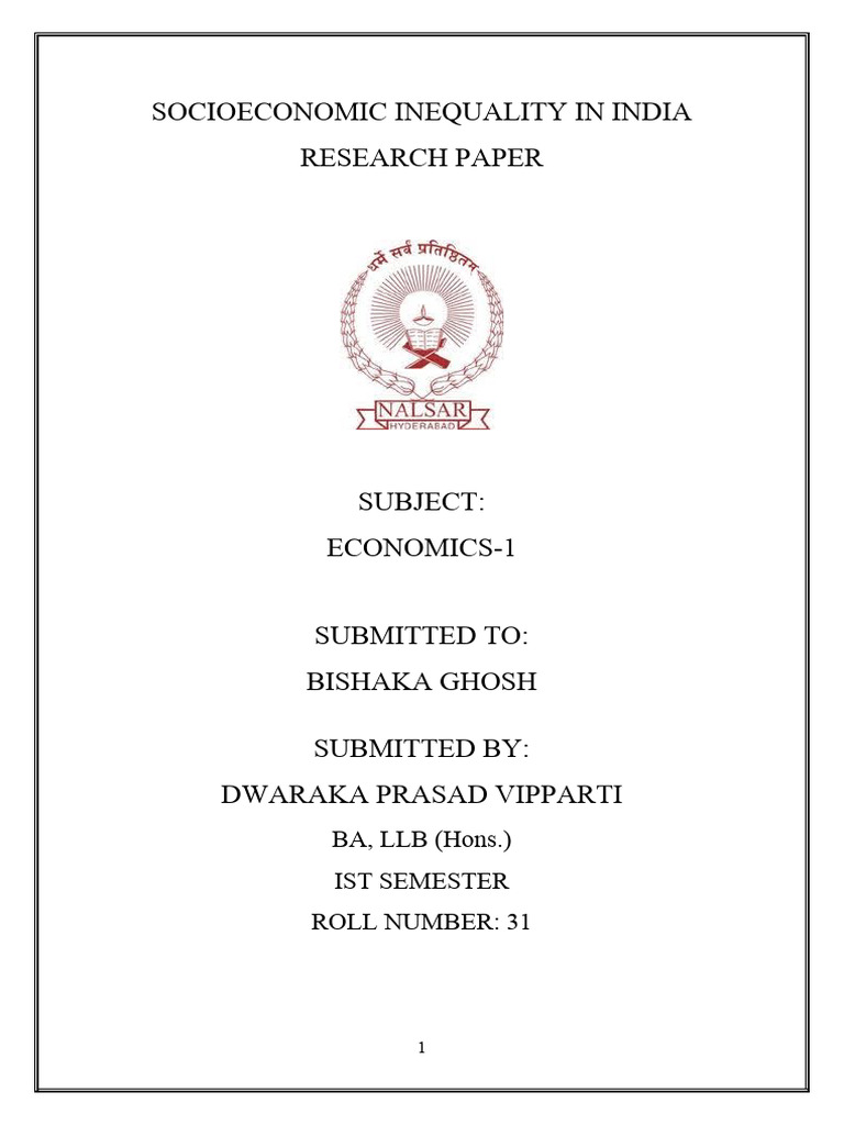 Socioeconomic Inequality In India Pdf Socioeconomic Status