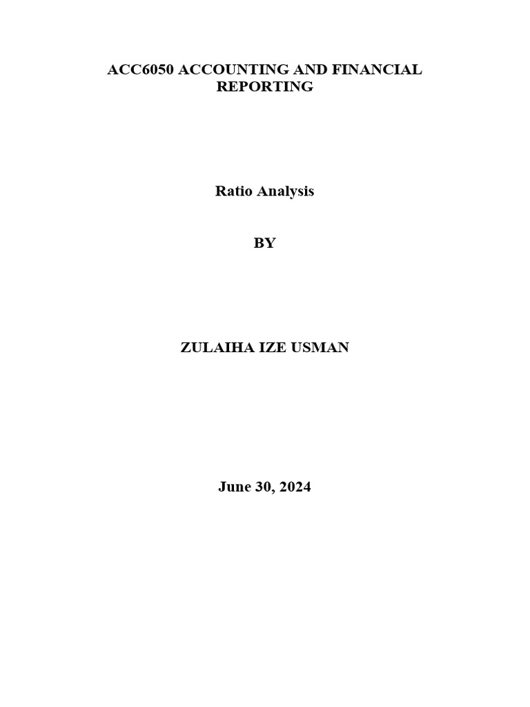 Acc6050 ratio analysis uses data from financial statements to assess a