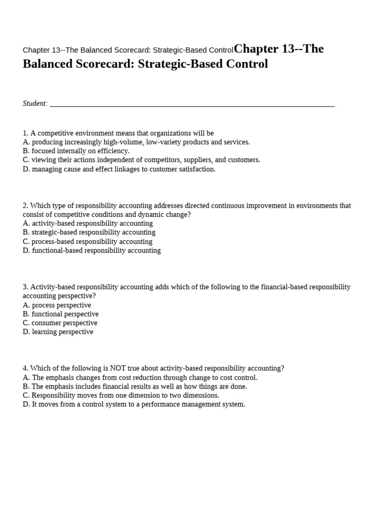 Chapter 13 Test Bank Pdf Strategic Management Return On Investment