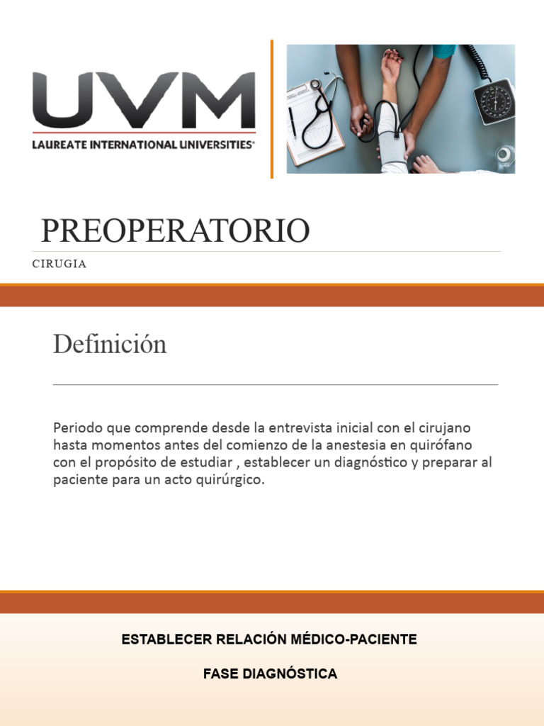 1.1 Evaluación Preoperatoria | PDF | Cirugía | Examen físico