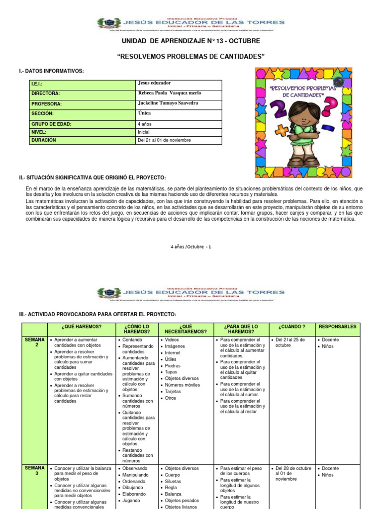 Unidad de Aprendizaje - N°13 Oct | PDF | Aprendizaje | Amor
