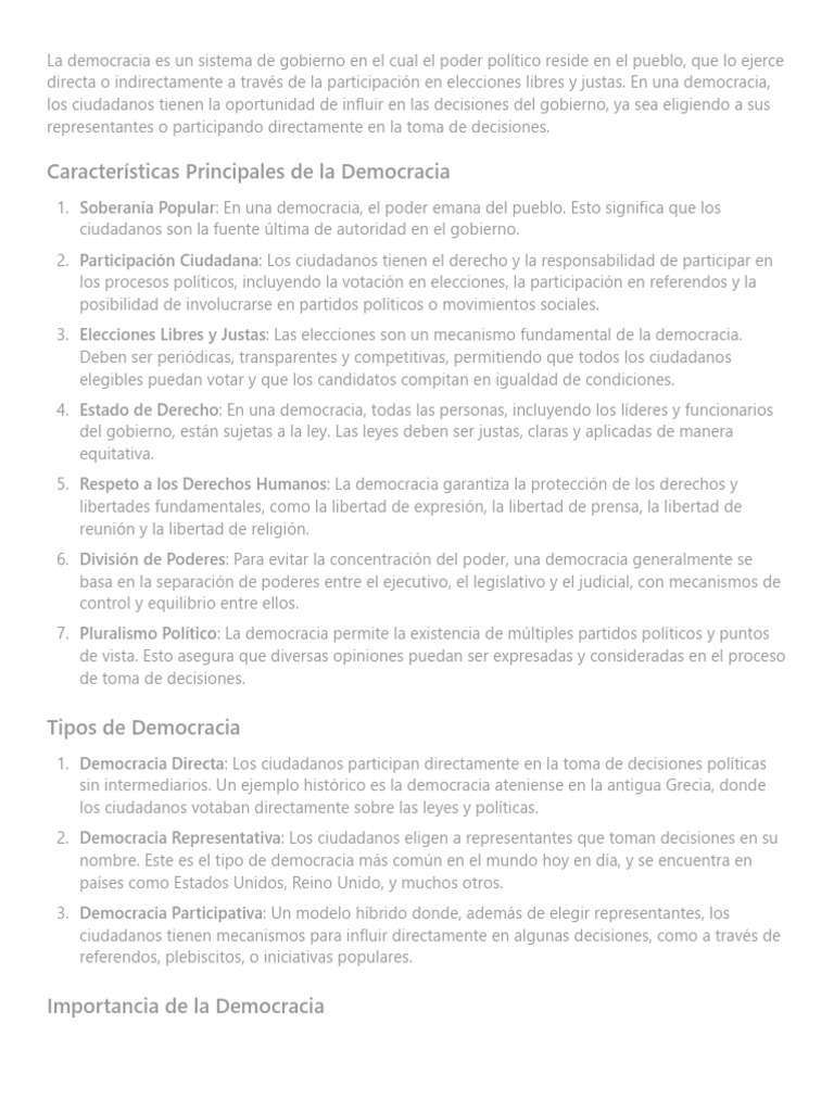 Características y Tipos de Democracia | PDF | Democracia | Ideologías ...