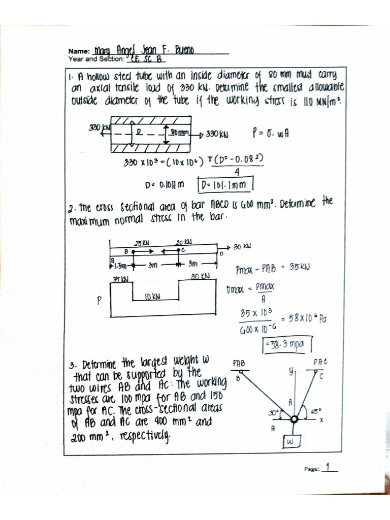 Exercise 1-Simple Stress | PDF
