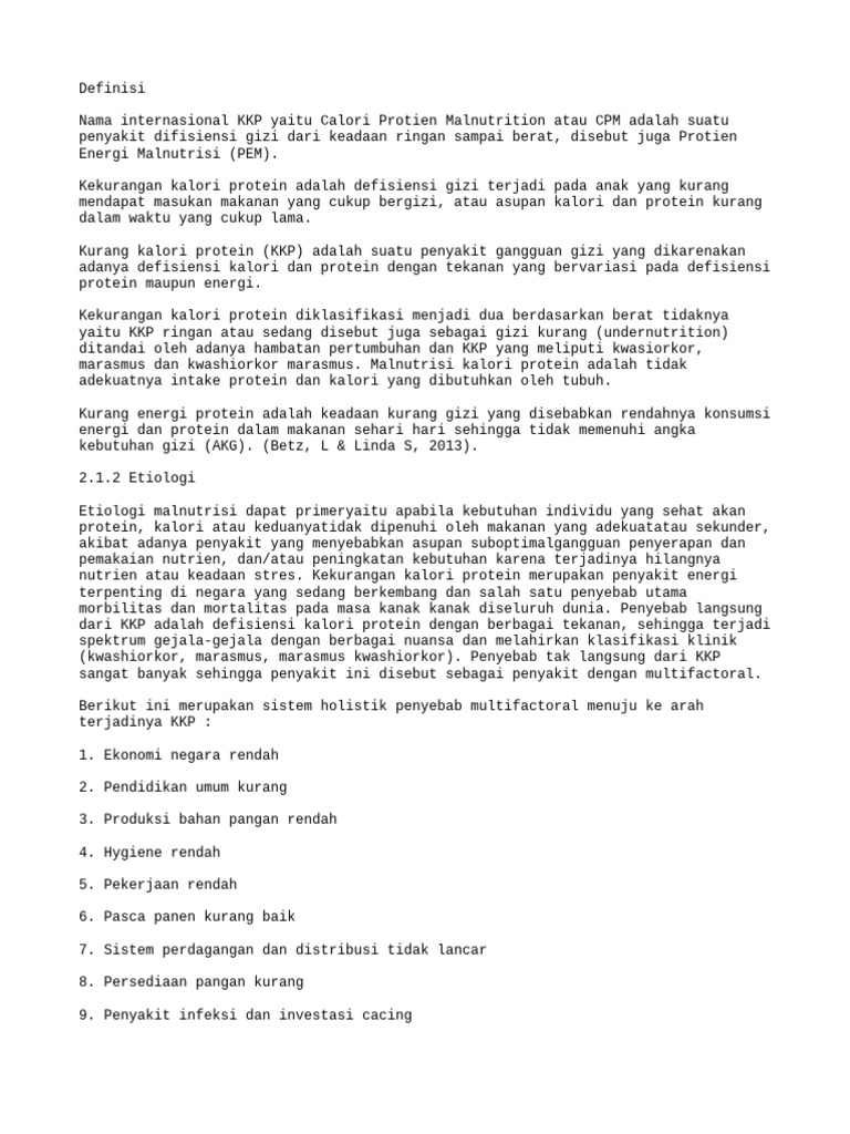 Penyakit Kekurangan Kalori Protein pada Anak | PDF