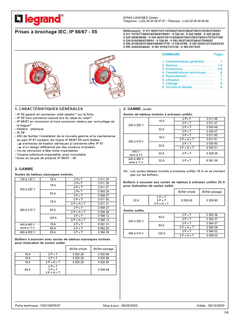 Prises IEC IP 66/67 - Caractéristiques et Gamme | PDF