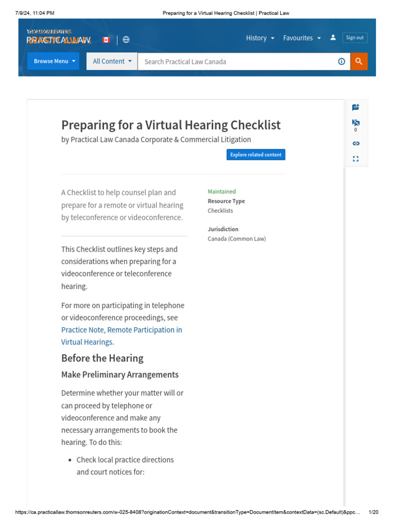 Virtual Hearing Preparation Checklist | PDF | Videotelephony | Internet