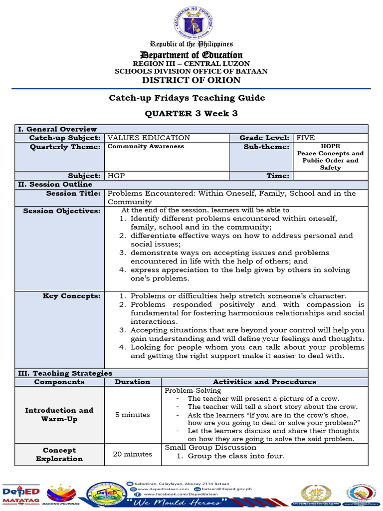 Grade 5 Values Education Guide: Community Issues | PDF | Learning ...