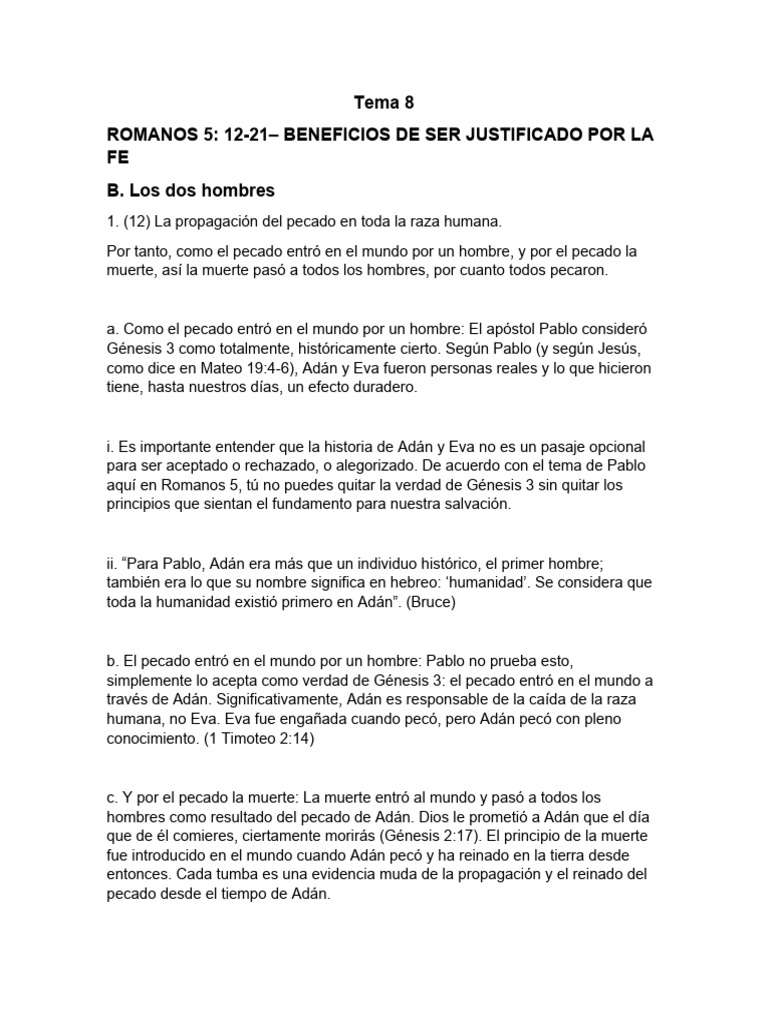 Tema 8 BENEFICIOS DE SER JUSTIFICADO POR LA FE | PDF | Pecado | Gracia ...