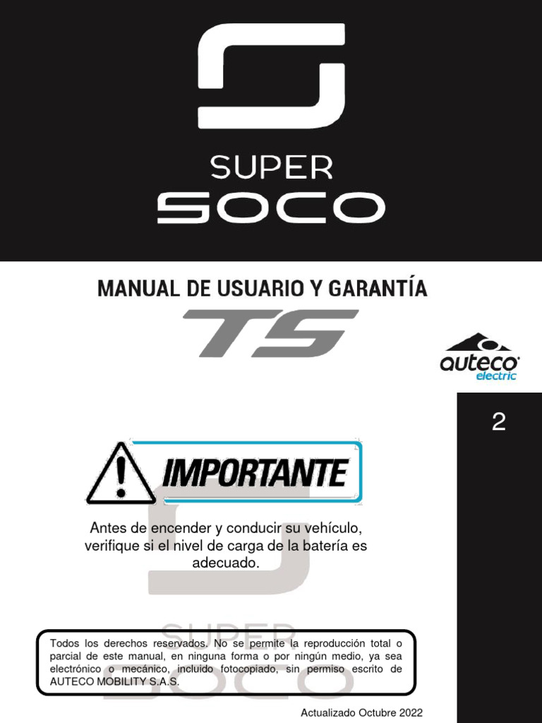 View of Manual de Garantia y Mantenimiento Super Soco New Ts | PDF | Tráfico ...