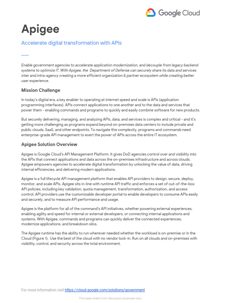 Apigee API Management for DoD Transformation | PDF | Cloud Computing ...