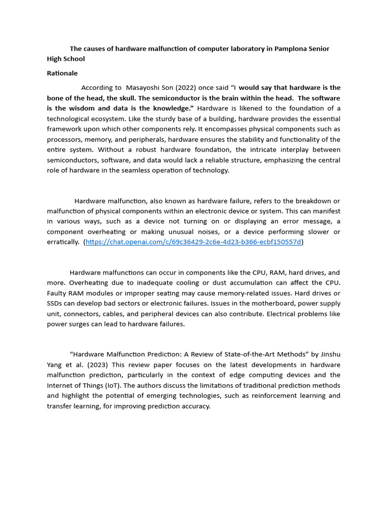 Causes of Computer Hardware Malfunctions | PDF | Computer Hardware ...