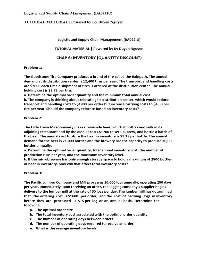 Inventory Management Case Studies | PDF | Inventory | Logistics