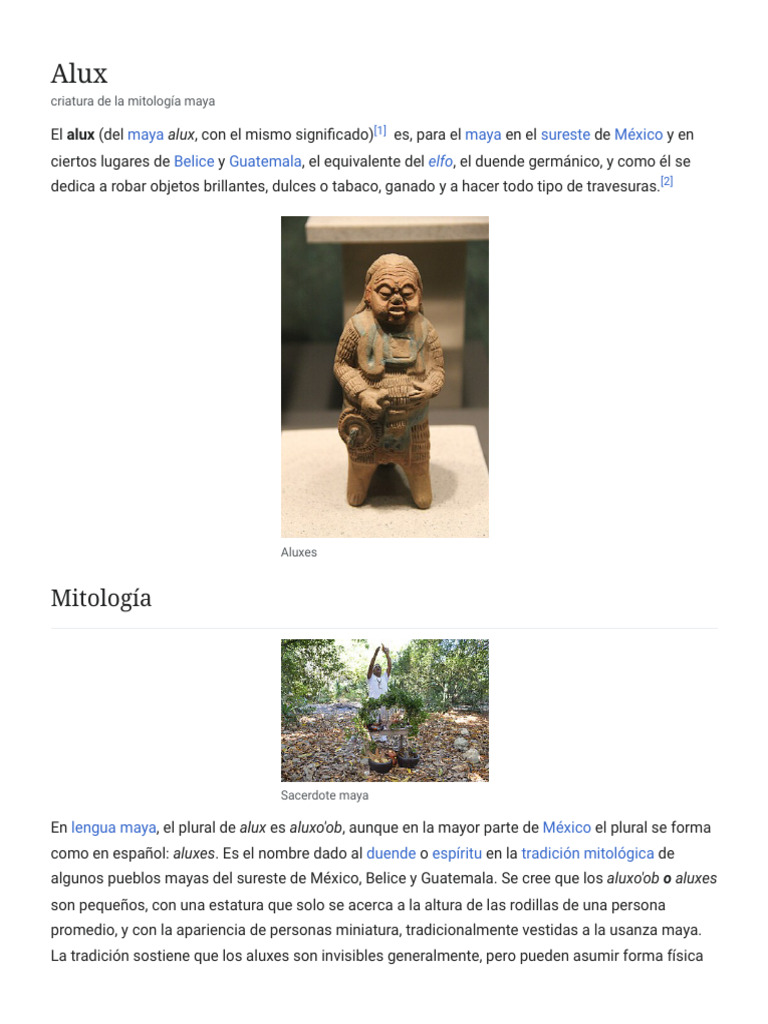 Aluxes: Duendes de la mitología maya | PDF | Pueblos indígenas de ...