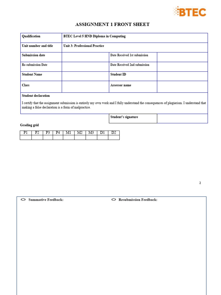 BTEC HND Computing Assignment Overview | PDF | Communication ...