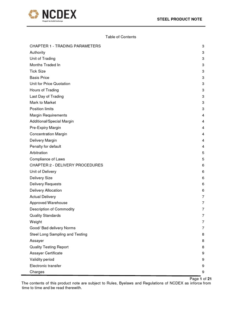 Steel Product Note - 11042023 - 1681189287 | PDF | Futures Contract ...