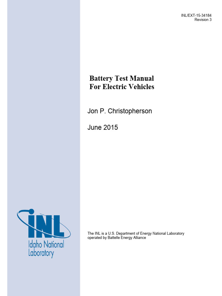 Battery Test Manual For EV | PDF | Electric Vehicle | Rechargeable Battery