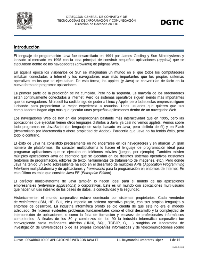 Java EE: Desarrollo Web Empresarial | PDF | Java (lenguaje de ...