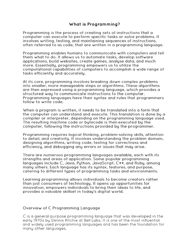 What is programming pdf