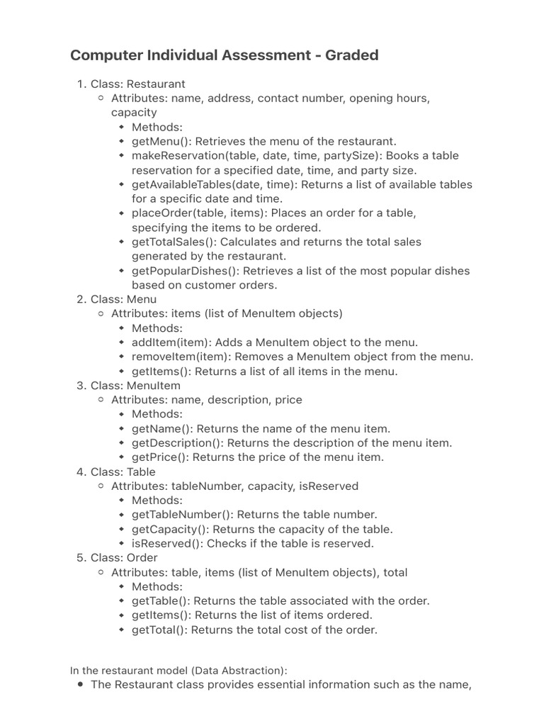 Restaurant Management System Overview | PDF | Class (Computer ...