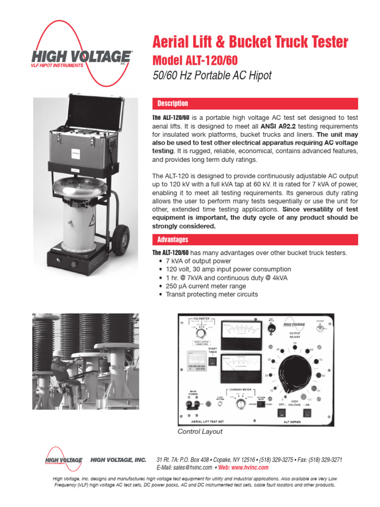 Aerial & Bucket Truck BUSBAR HIPOT Tester | PDF | Alternating Current ...