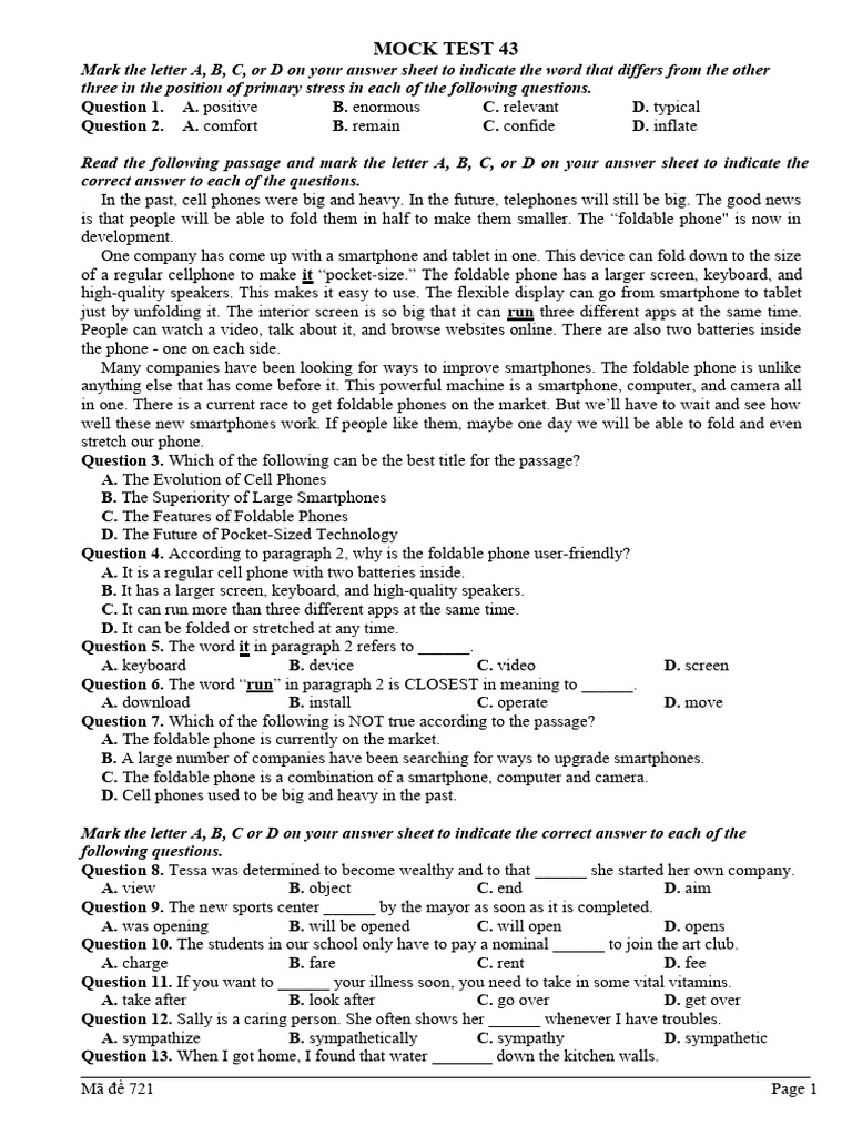 Mock Test 43 Pdf Smartphone Telephone