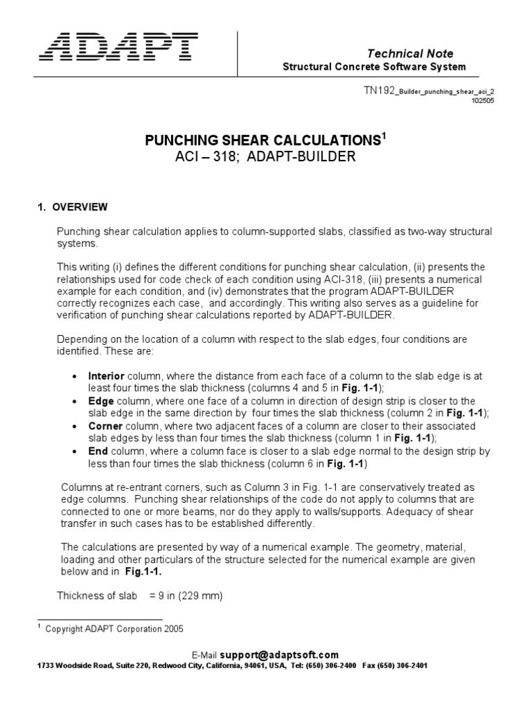 TN 192 Punching Shear Calculation in Builder | PDF | Column | Strength ...