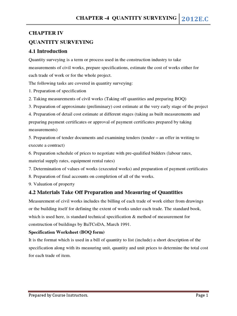 Quantity Surveying Basics and Techniques | PDF | Concrete | Plaster