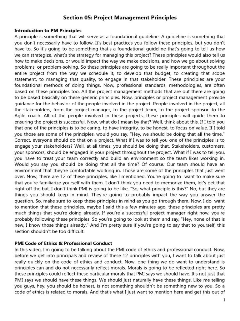 Project Management Principles Overview | PDF | Leadership | Project ...
