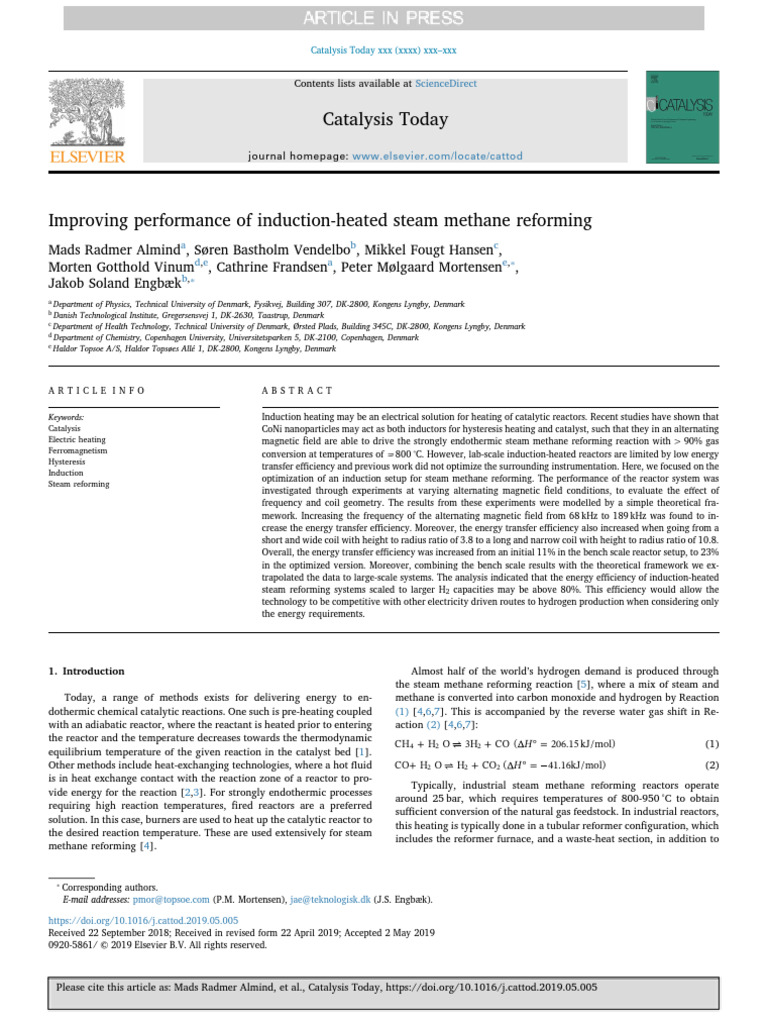 Improving Performance of Induction-Heated Steam Methane Reforming | PDF ...