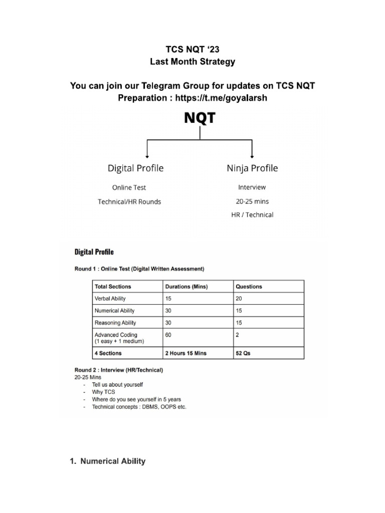 Tcs NQT Pattern | PDF