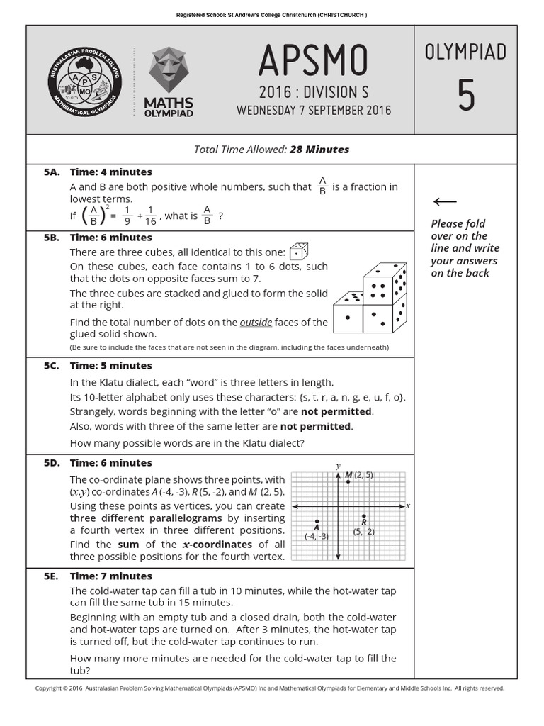 Apsmo Maths Olympiad Dates 2024