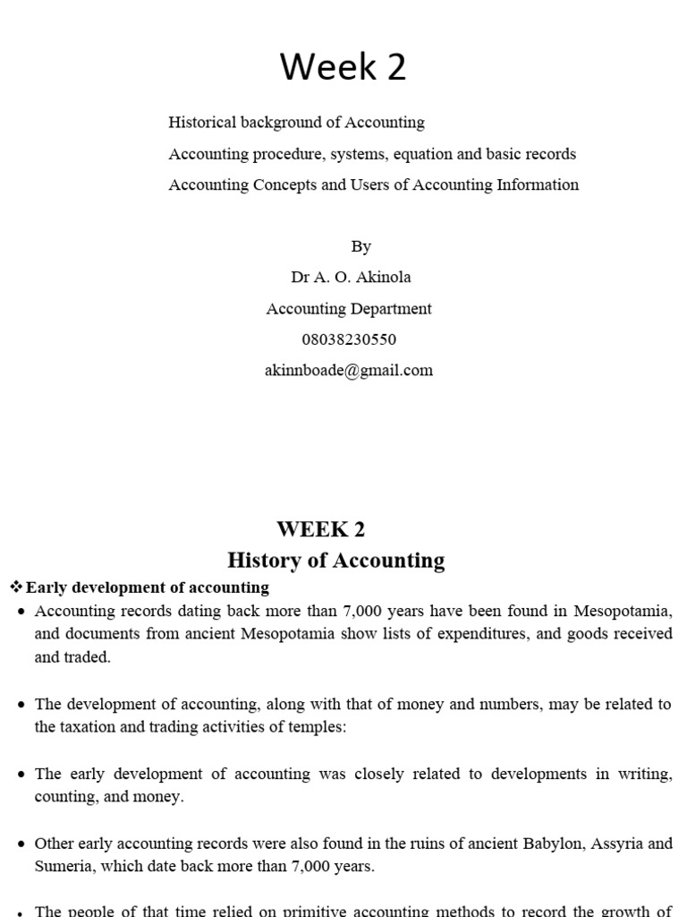 History and Concepts of Accounting | PDF | Debits And Credits | Bookkeeping
