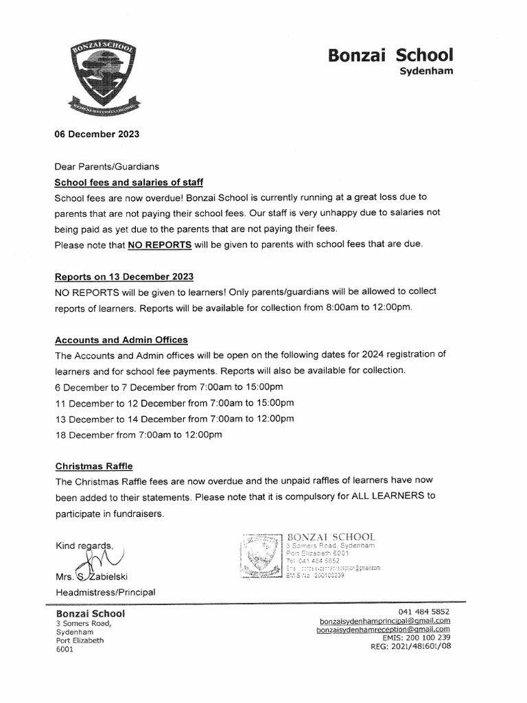 06 December Letter | PDF