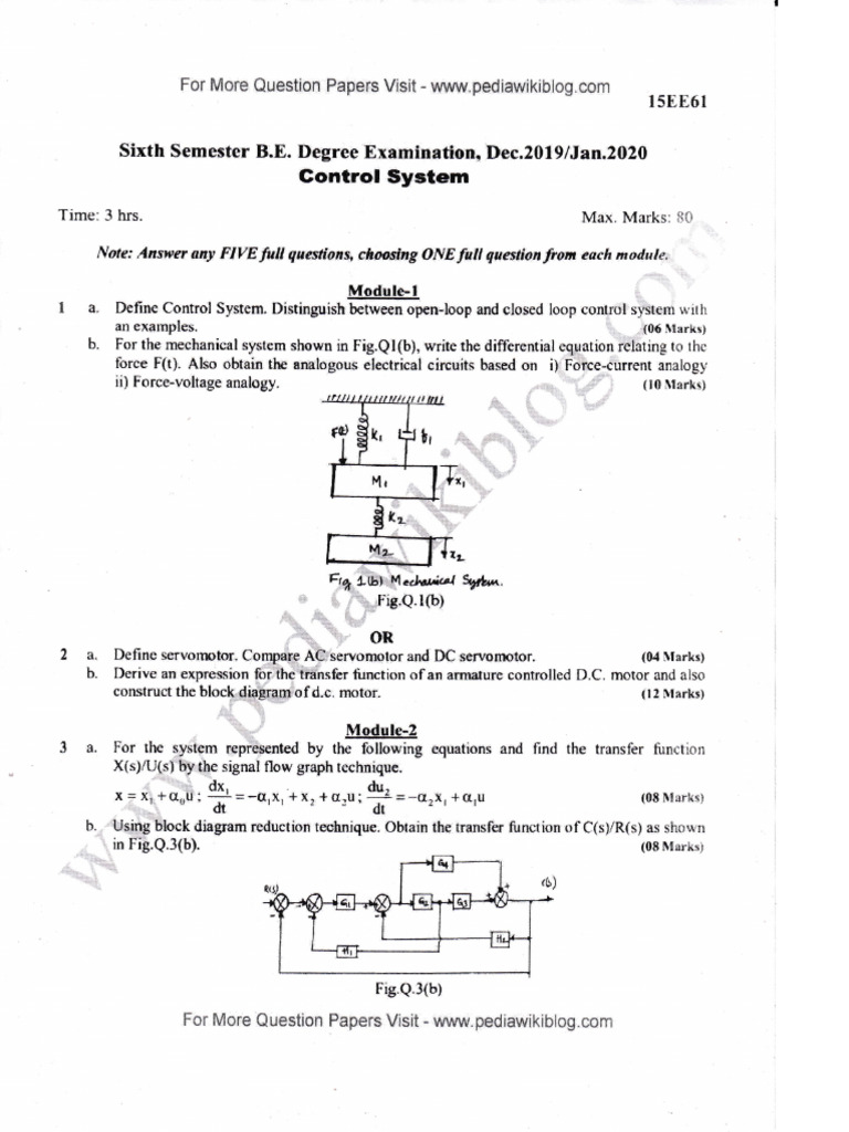 Control System Exam Questions and Solutions | PDF | Electronics ...