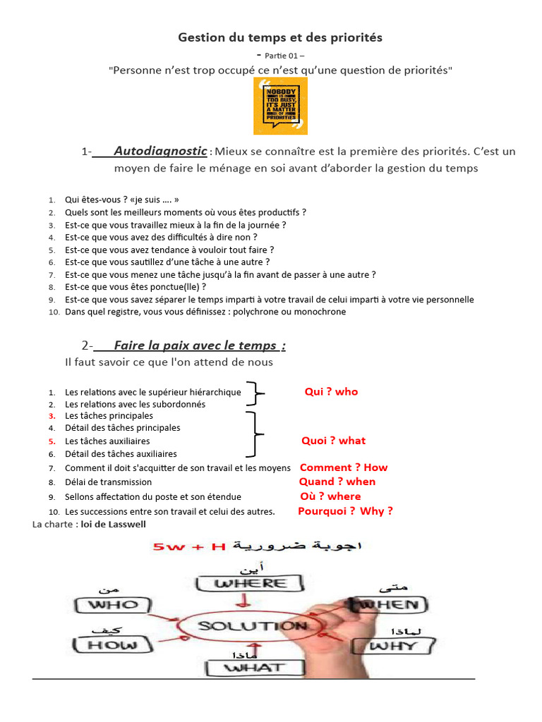 Prioriser pour mieux gérer son temps | PDF