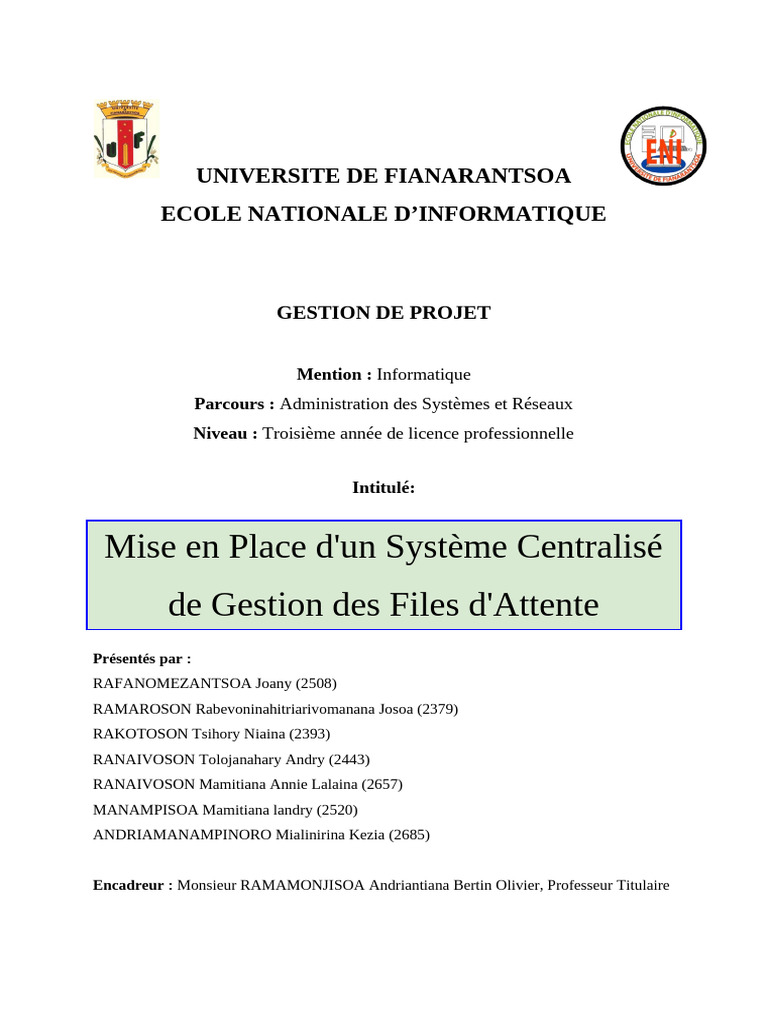 Système de Gestion des Files d'Attente | PDF | Développement de ...