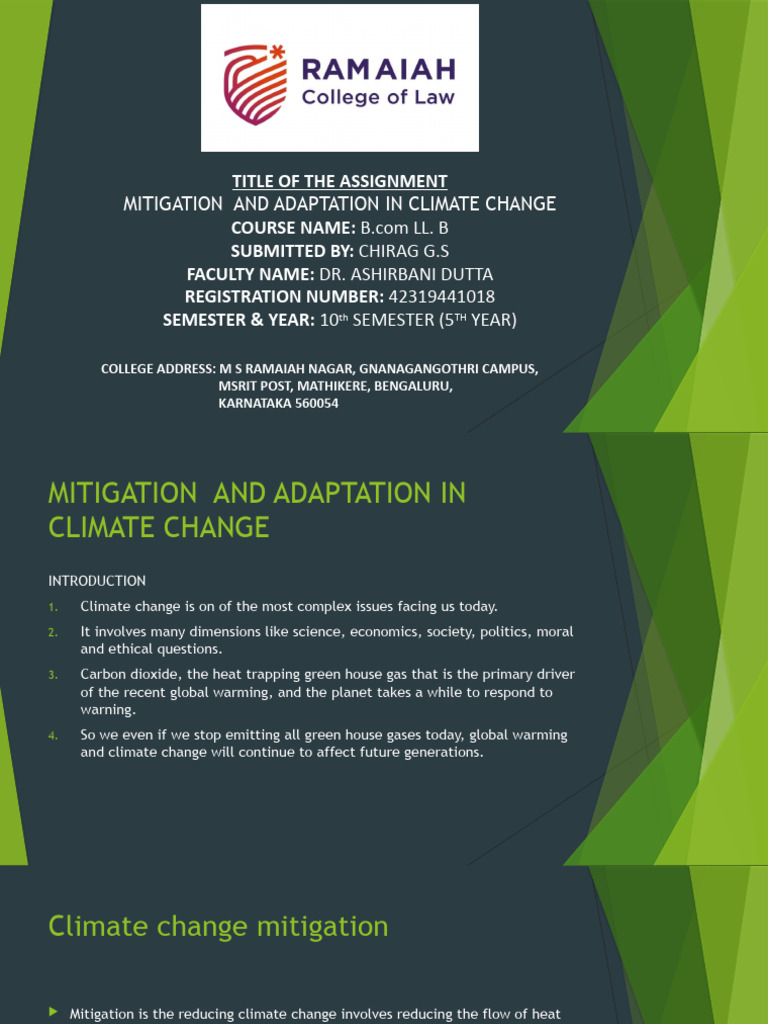 Mitigation and Adaptation in Climate Change | PDF | Climate Change ...