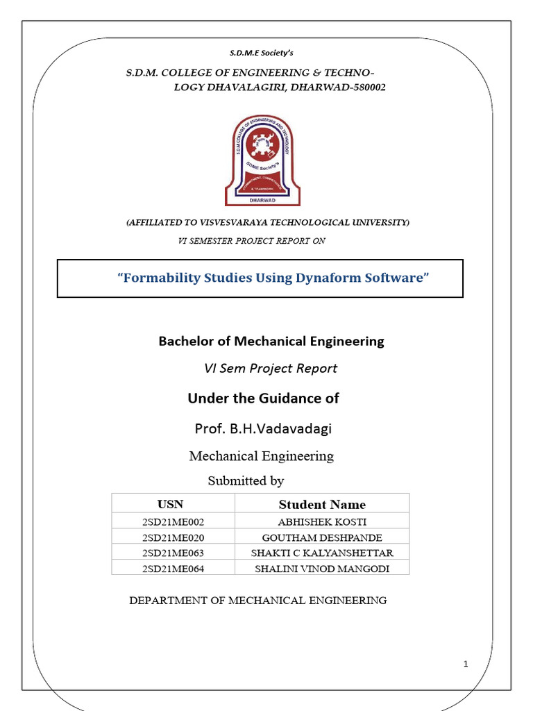 Batch b6 Reprt 6th Sem | PDF | Sheet Metal | Deformation (Engineering)