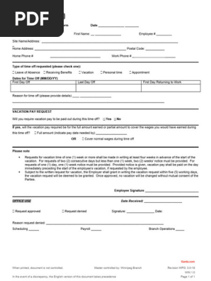 Time Off Request Form