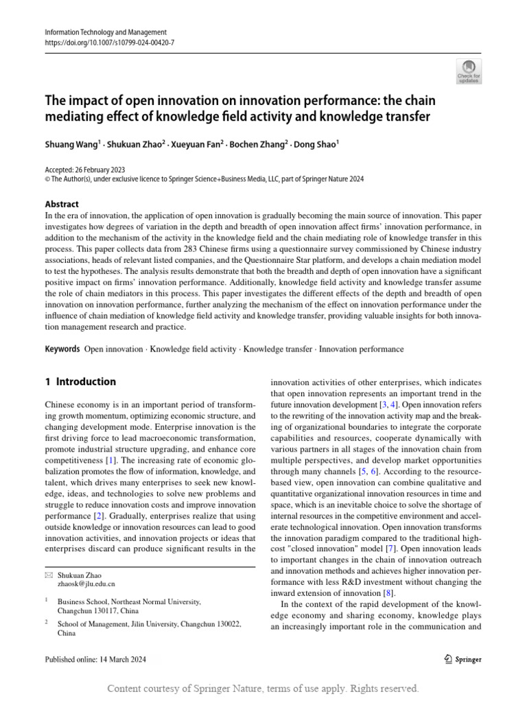 The Impact of Open Innovation On Innovation Perfor | PDF | Innovation ...